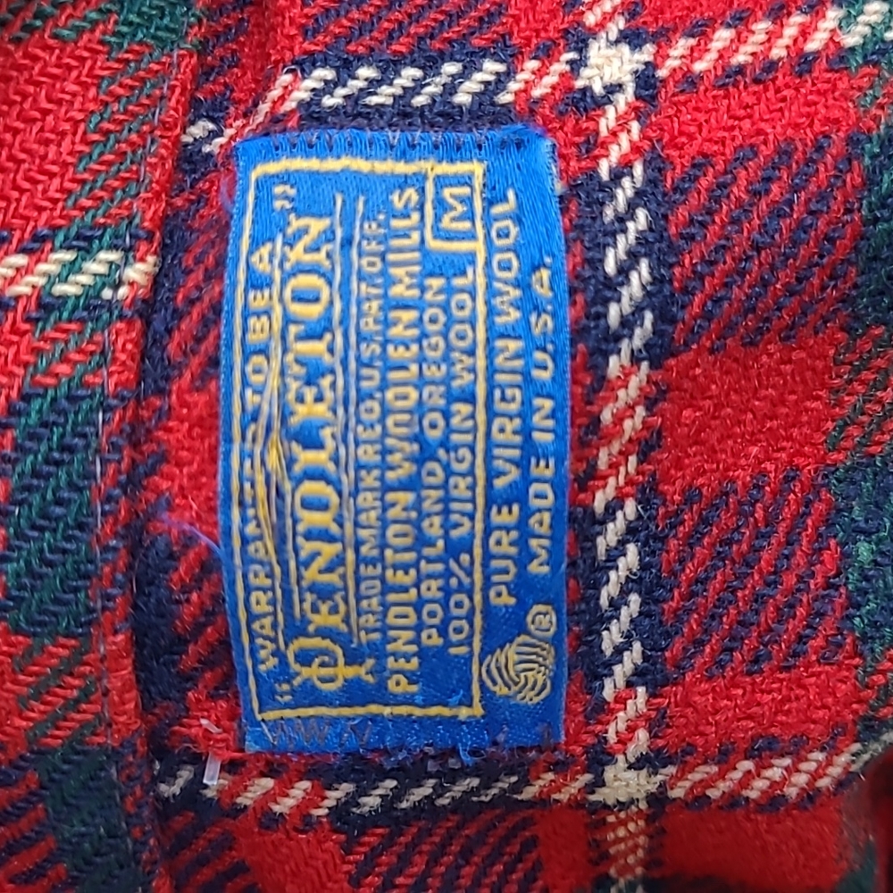 Pendleton Red Plaid Pure Virgin Wool Medium Mens … - image 8
